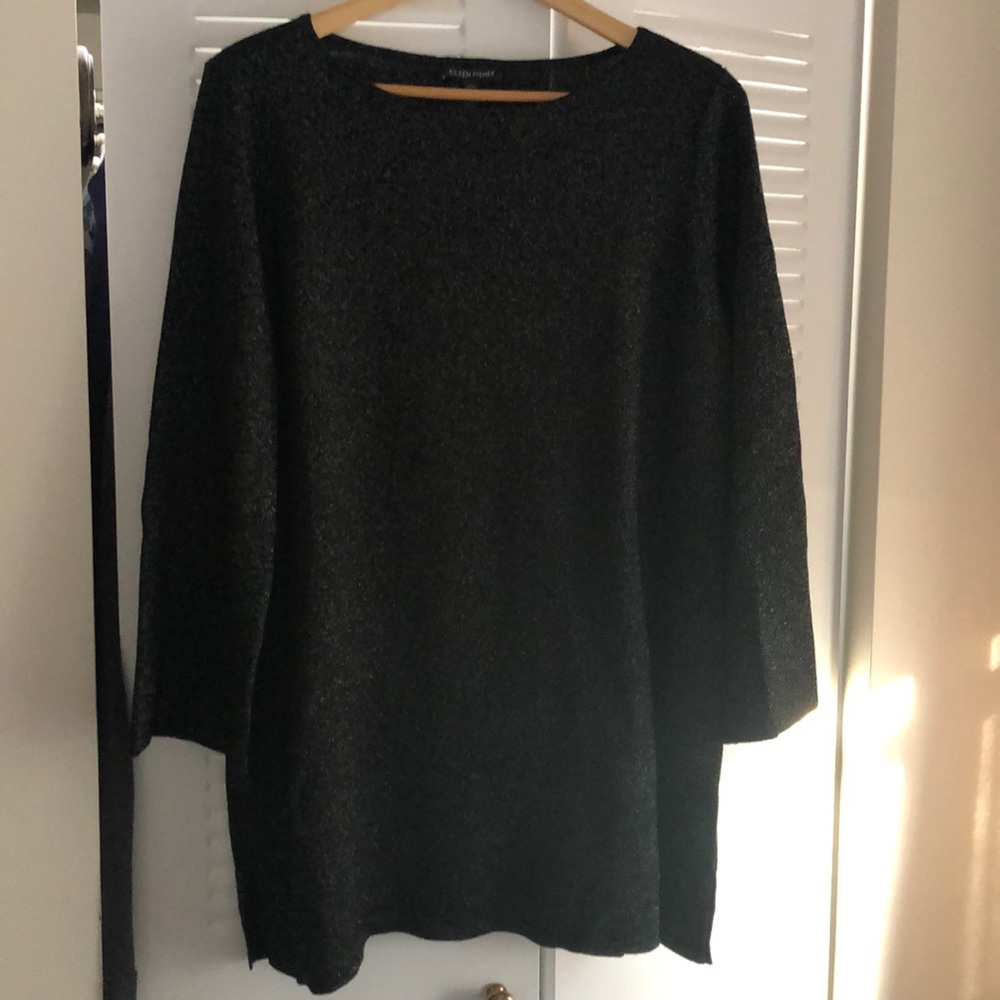Eileen Fisher- Black sparkle knit sweater